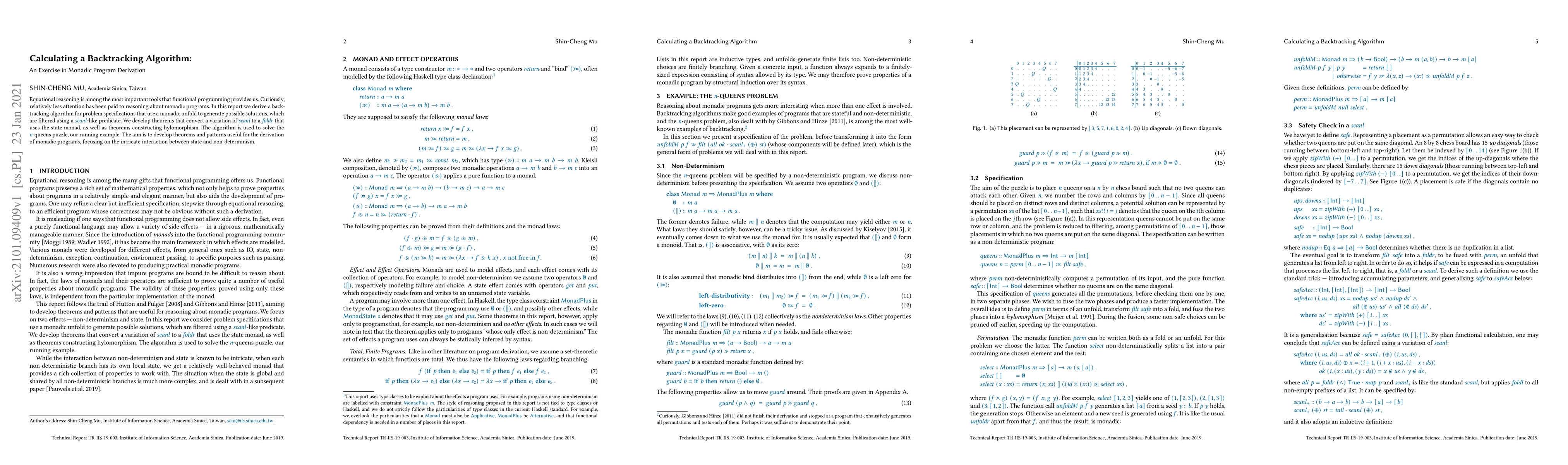 Thumbnail for Calculating a backtracking algorithm: an exercise in monadic program
  derivation