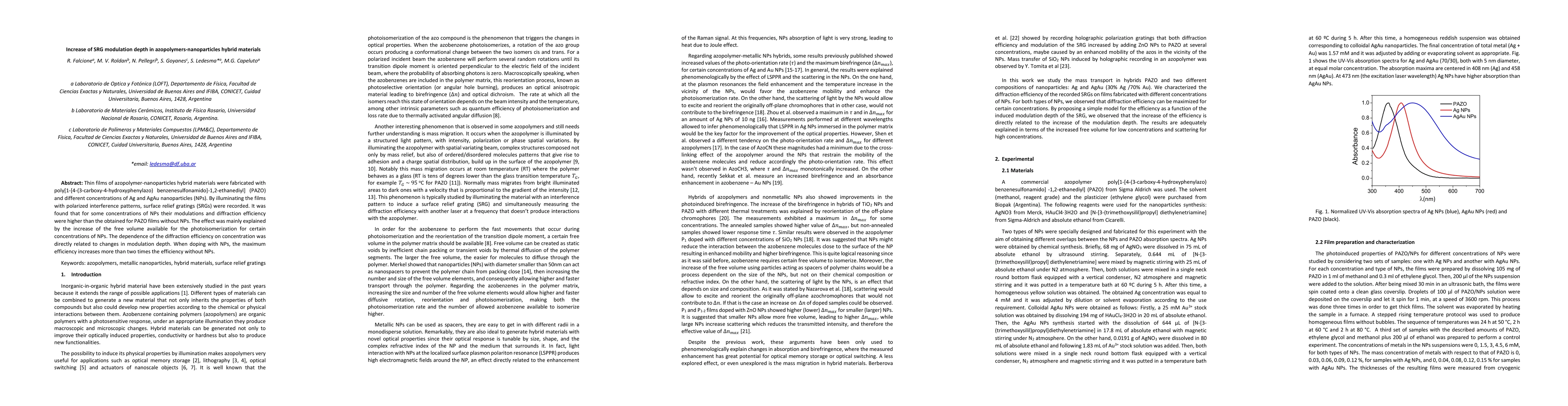 Thumbnail for Increase of SRG modulation depth in azopolymers-nanoparticles hybrid
  materials