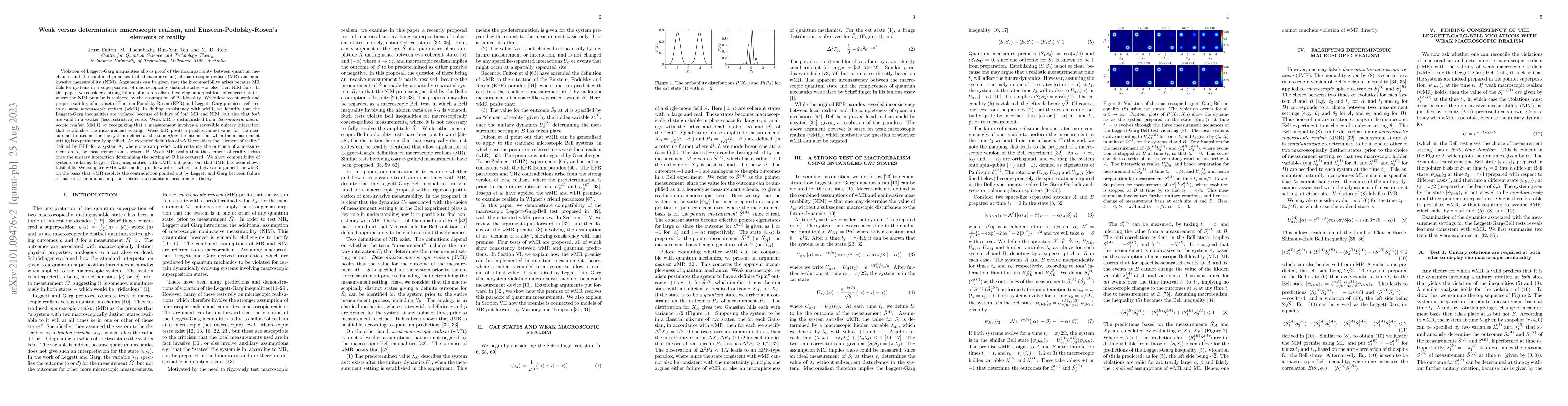 Thumbnail for Weak versus deterministic macroscopic realism, and
  Einstein-Podolsky-Rosen's elements of reality