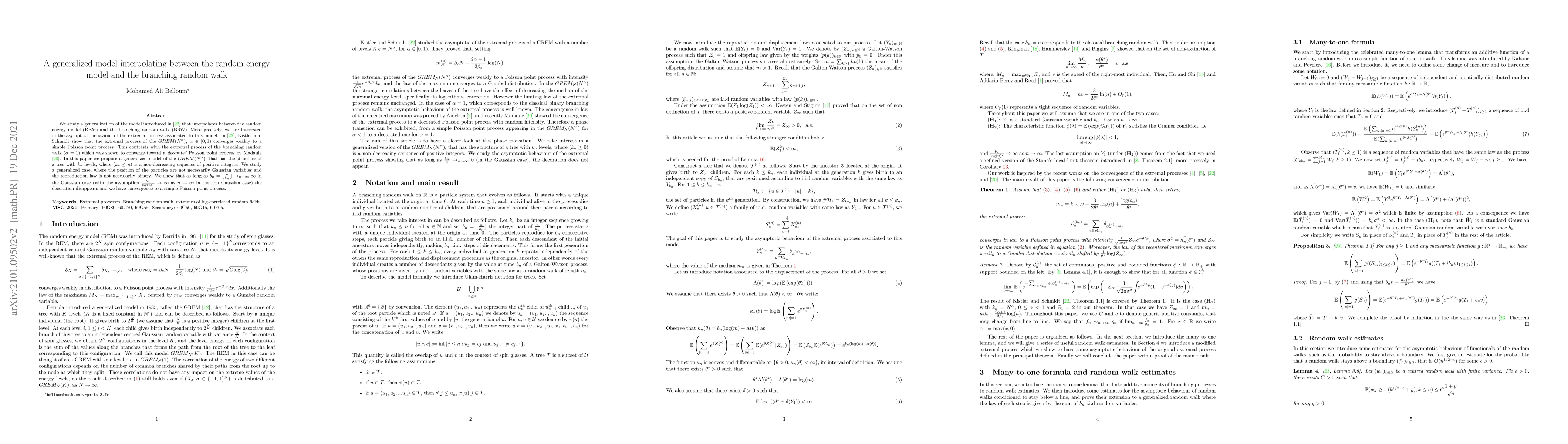 Thumbnail for A generalized model interpolating between the random energy model and
  the branching random walk
