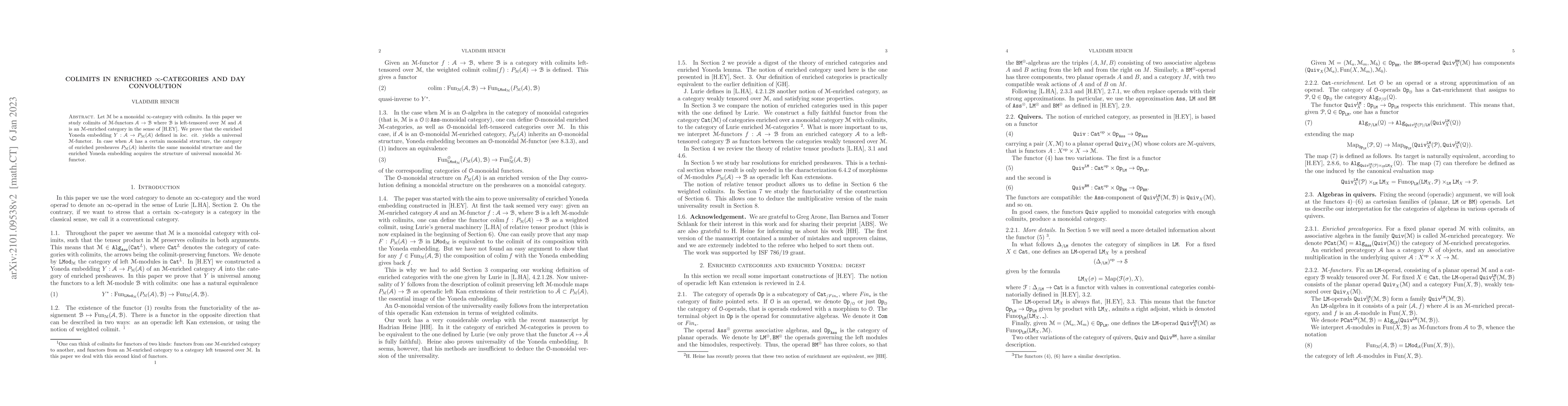 Thumbnail for Colimits in enriched $\infty$-categories and Day convolution