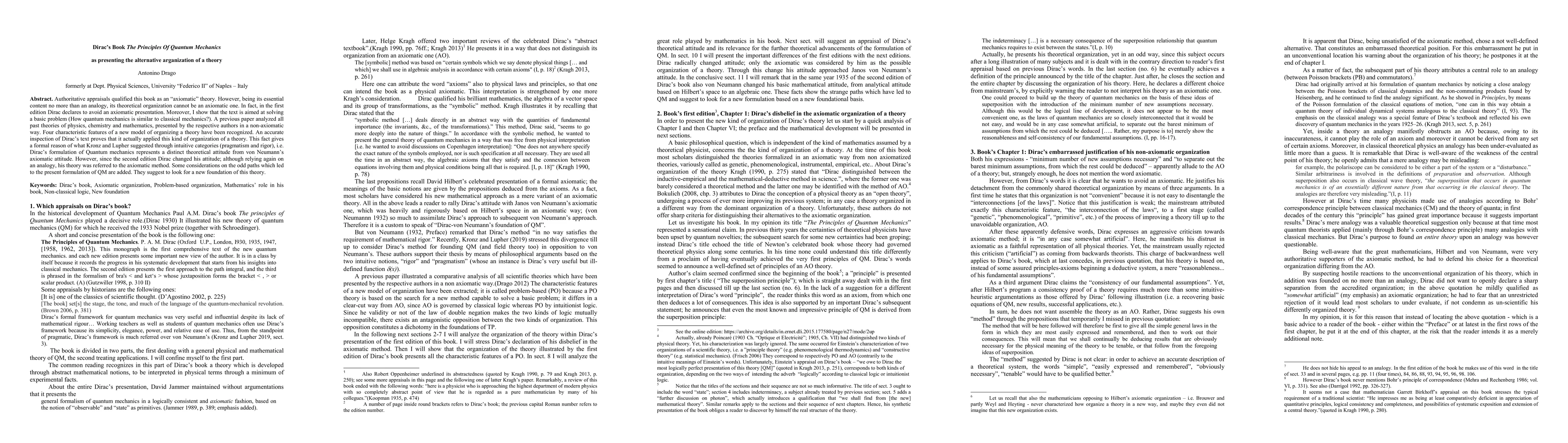 Thumbnail for Dirac Book The Principles Of Quantum Mechanics as presenting the
  alternative organization of a theory