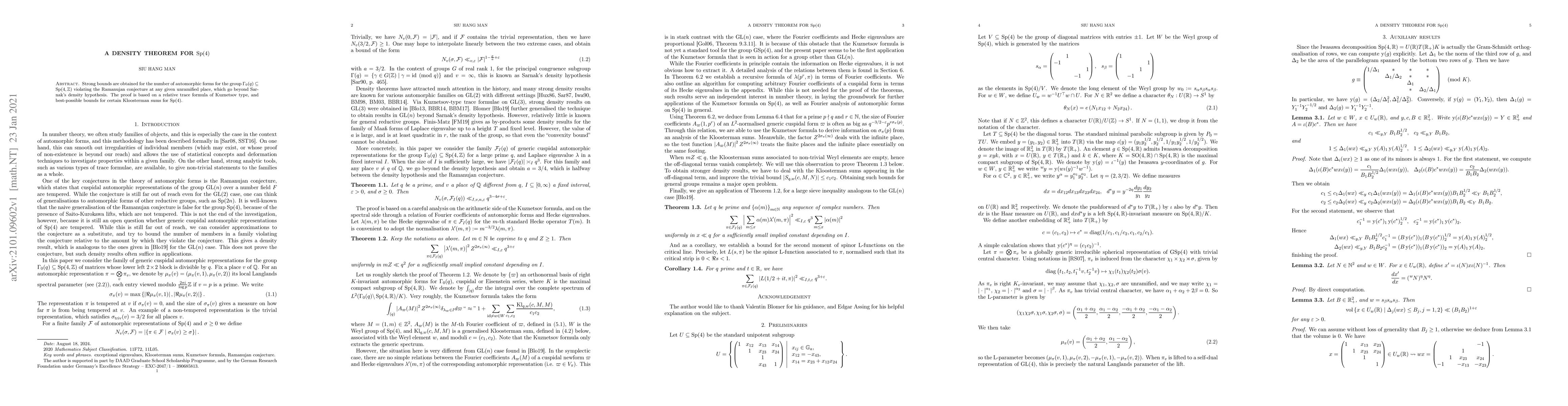 Thumbnail for A Density Theorem for $\operatorname{Sp}(4)$