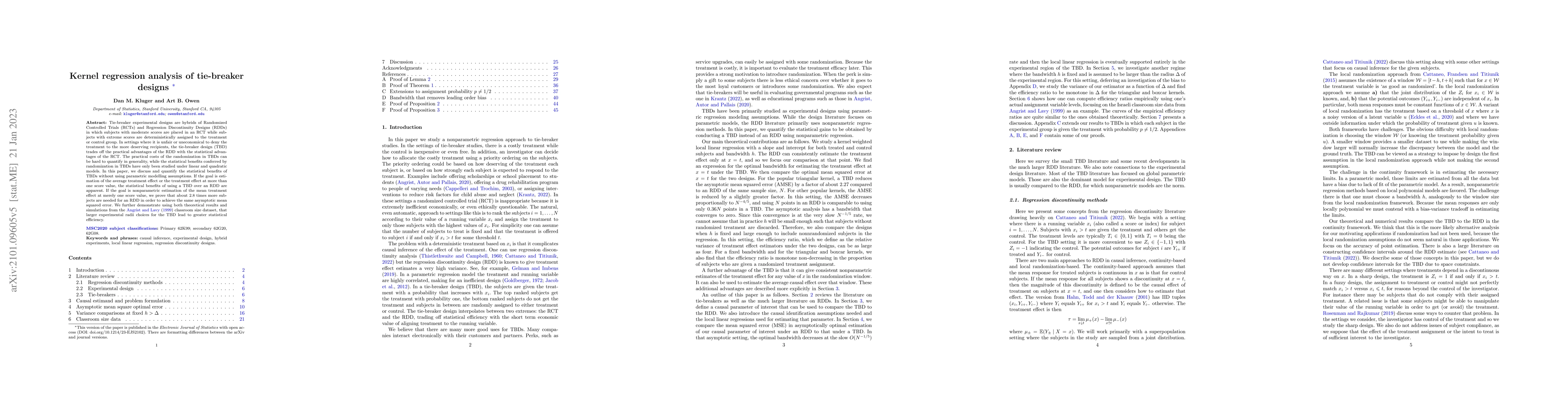 Thumbnail for Kernel regression analysis of tie-breaker designs