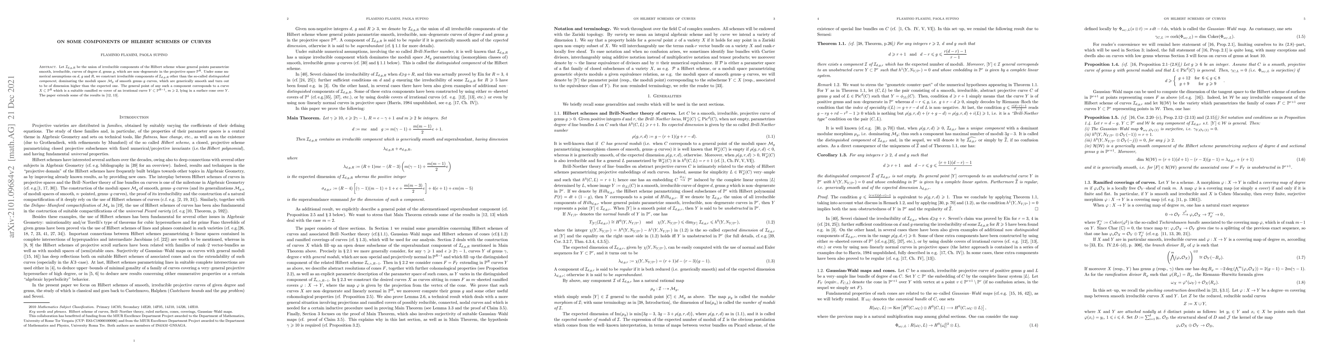 Thumbnail for On some components of Hilbert schemes of curves