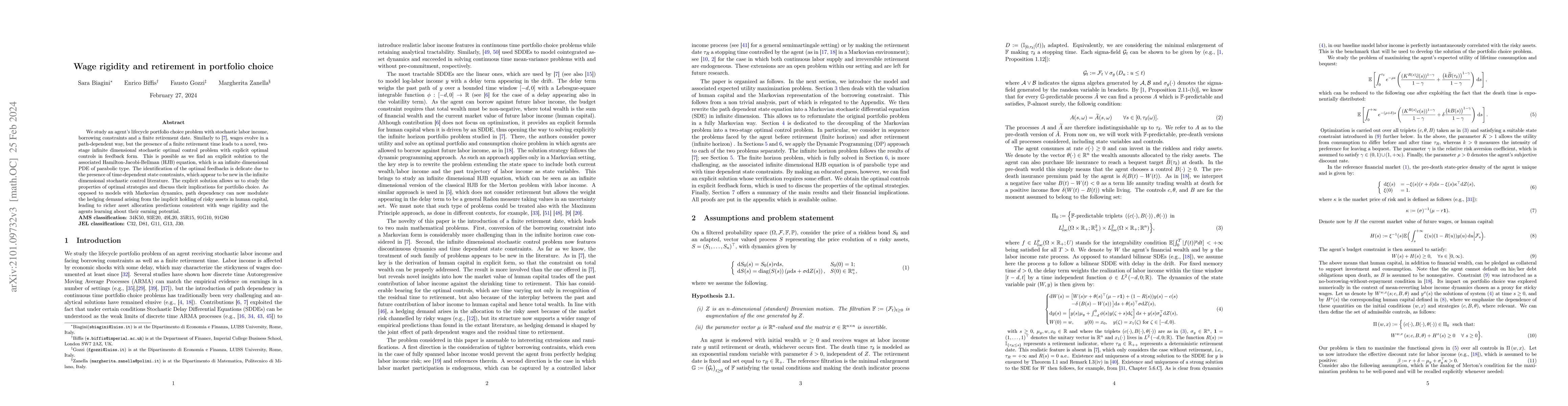 Thumbnail for Wage Rigidity and Retirement in Optimal Portfolio Choice