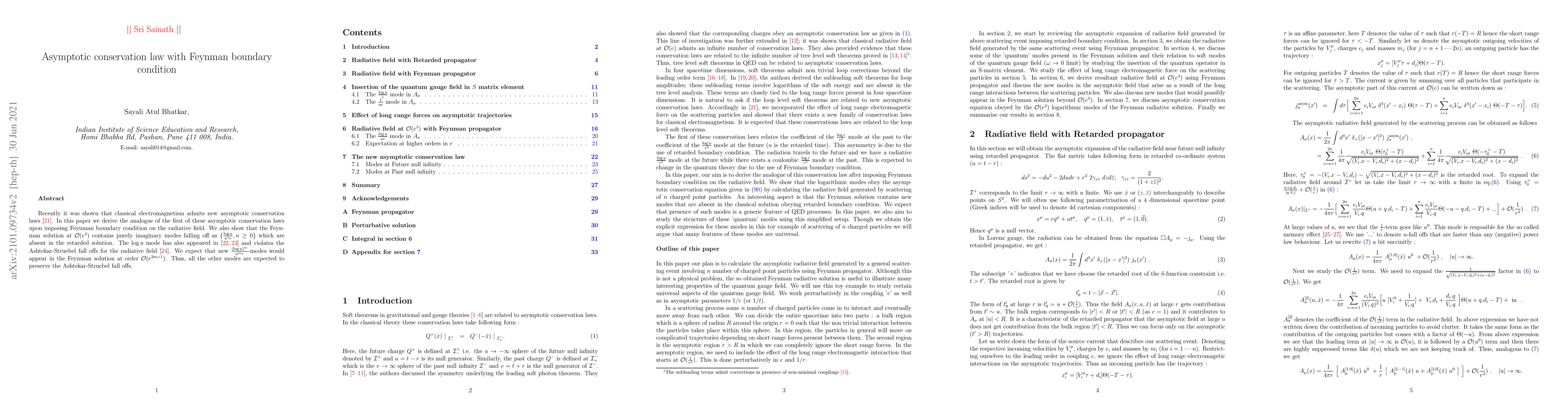 Thumbnail for Asymptotic conservation law with Feynman boundary condition