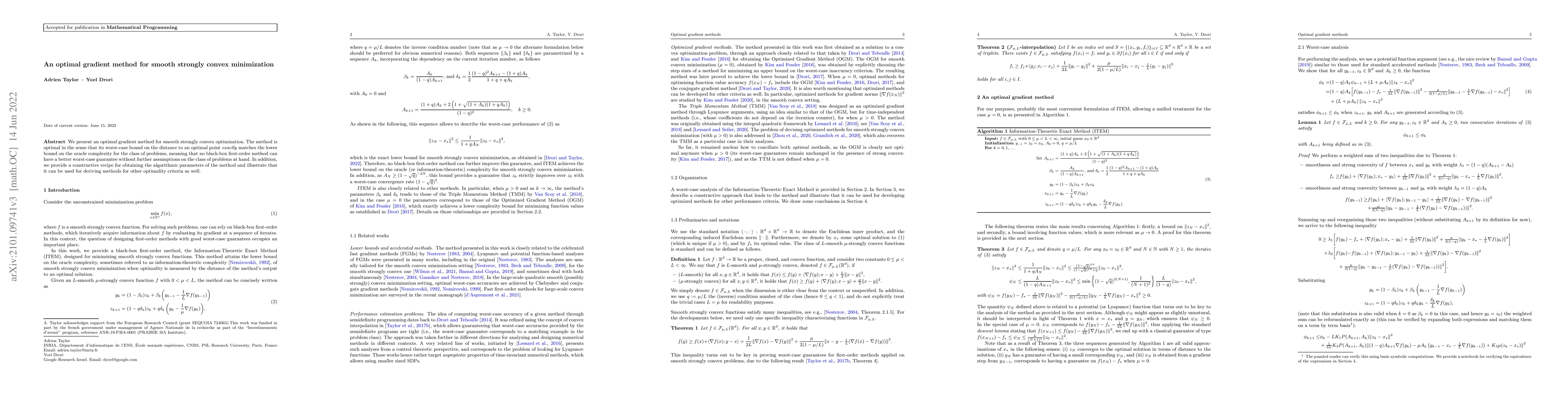 Thumbnail for An optimal gradient method for smooth strongly convex minimization