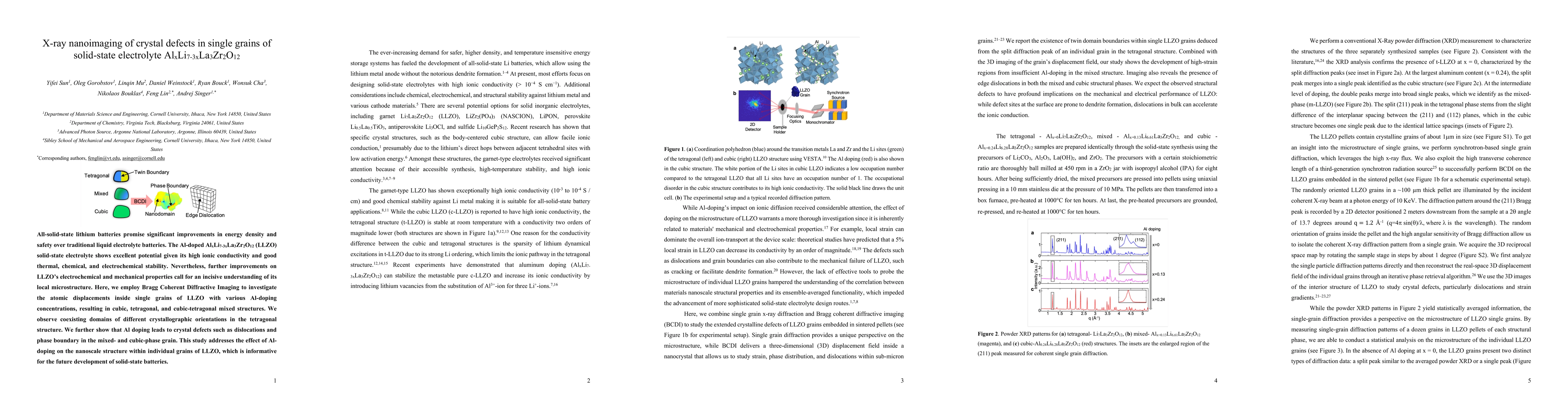 Thumbnail for X-ray nanoimaging of crystal defects in single grains of solid-state
  electrolyte AlxLi7-3xLa3Zr2O12