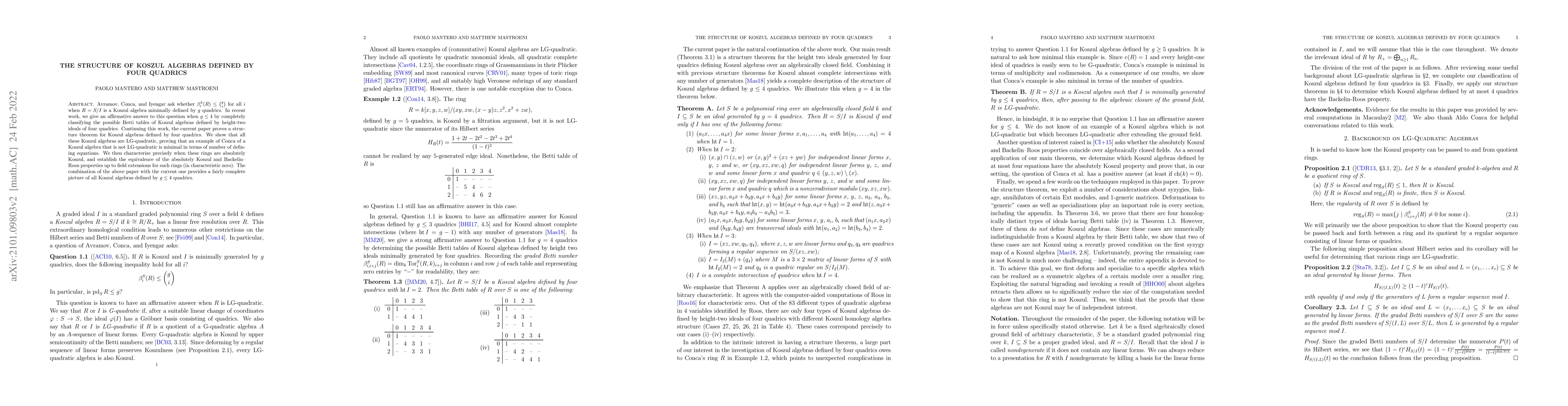 Thumbnail for The structure of Koszul algebras defined by four quadrics