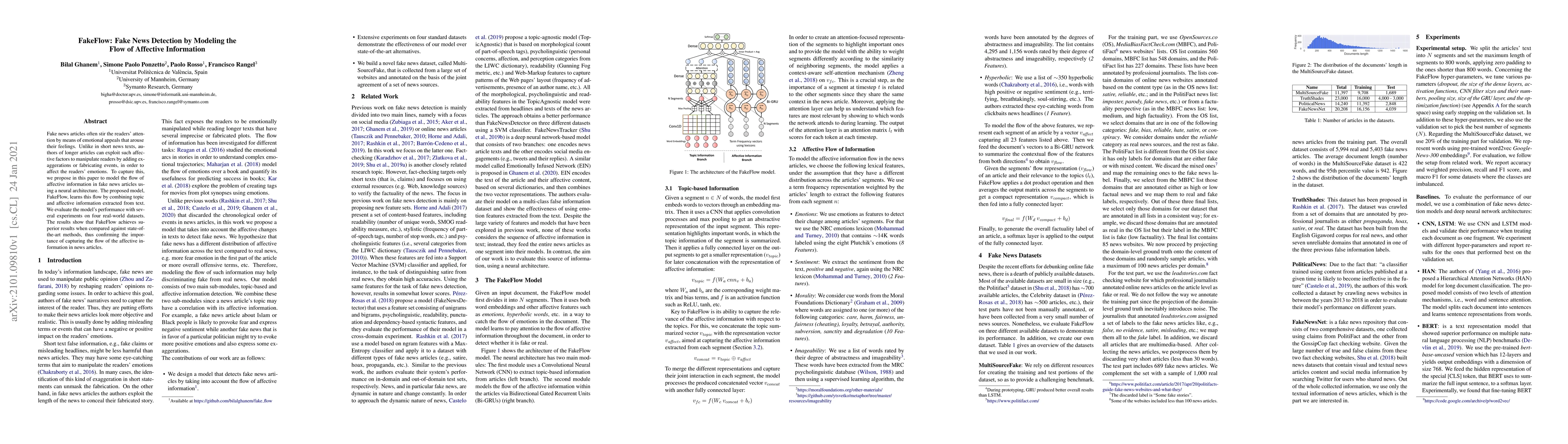 Thumbnail for FakeFlow: Fake News Detection by Modeling the Flow of Affective
  Information