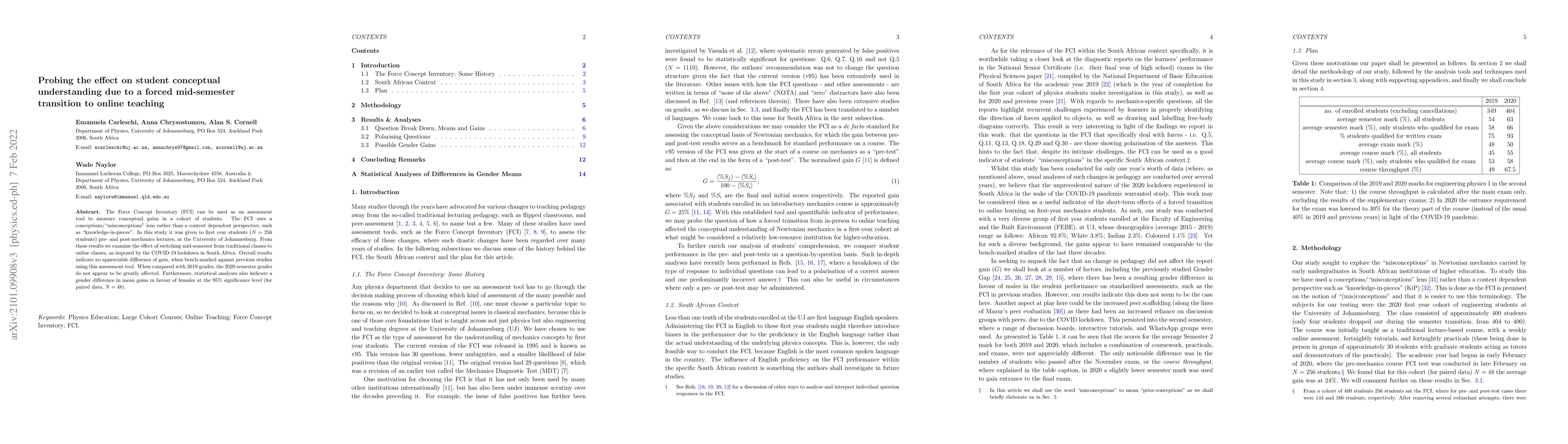 Thumbnail for Does transitioning to online classes mid-semester affect conceptual
  understanding?