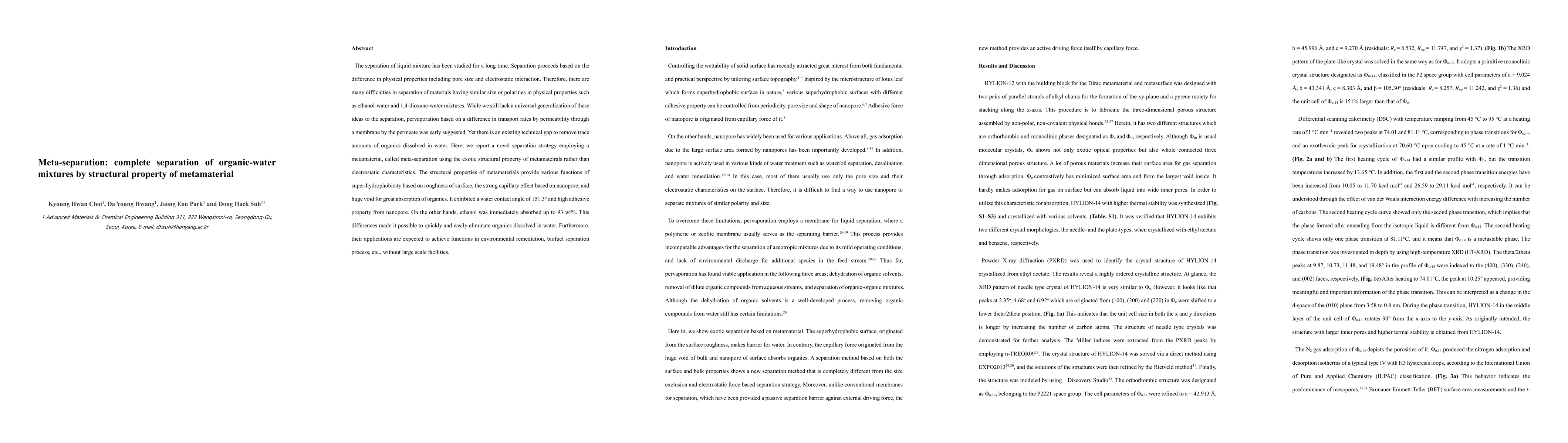 Thumbnail for Meta-separation: complete separation of organic-water mixtures by
  structural property of metamaterial