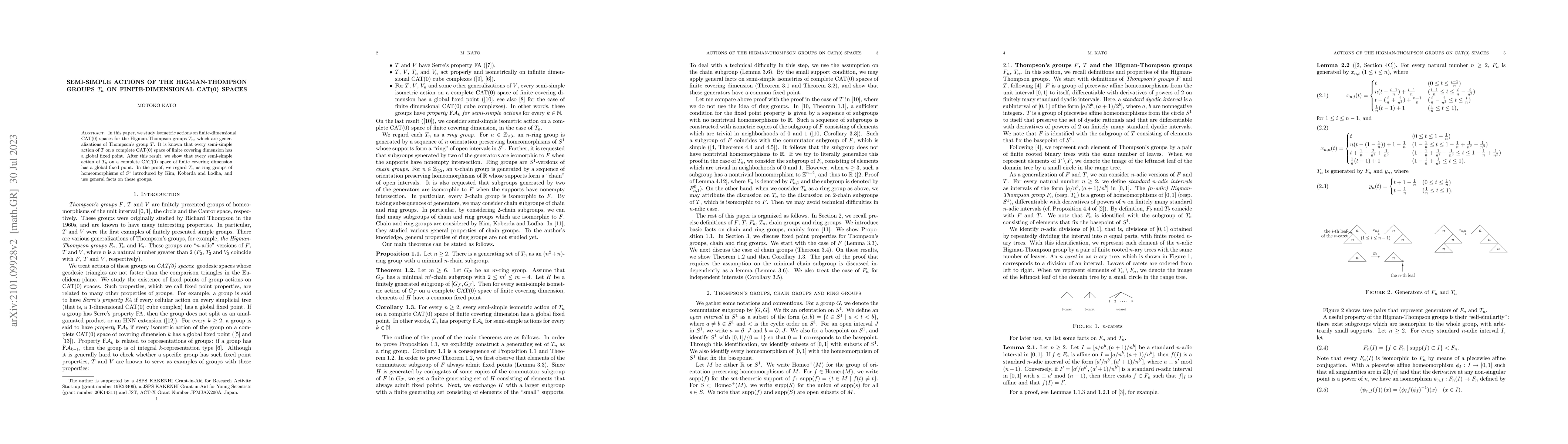 Thumbnail for Semi-simple actions of the Higman-Thompson groups $T_n$ on
  finite-dimensional CAT(0) spaces