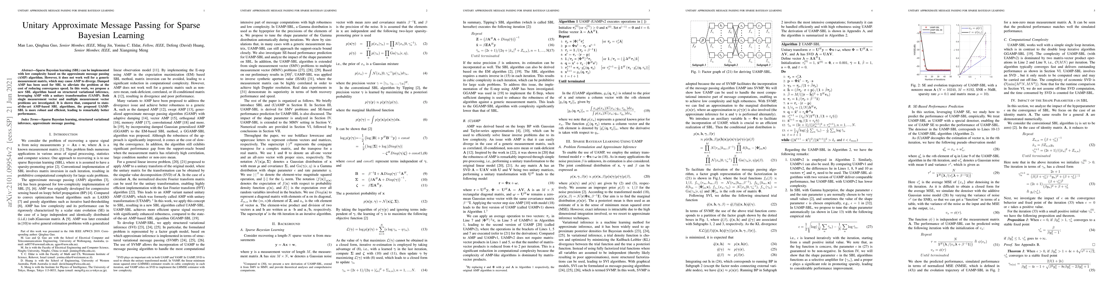 Thumbnail for Unitary Approximate Message Passing for Sparse Bayesian Learning