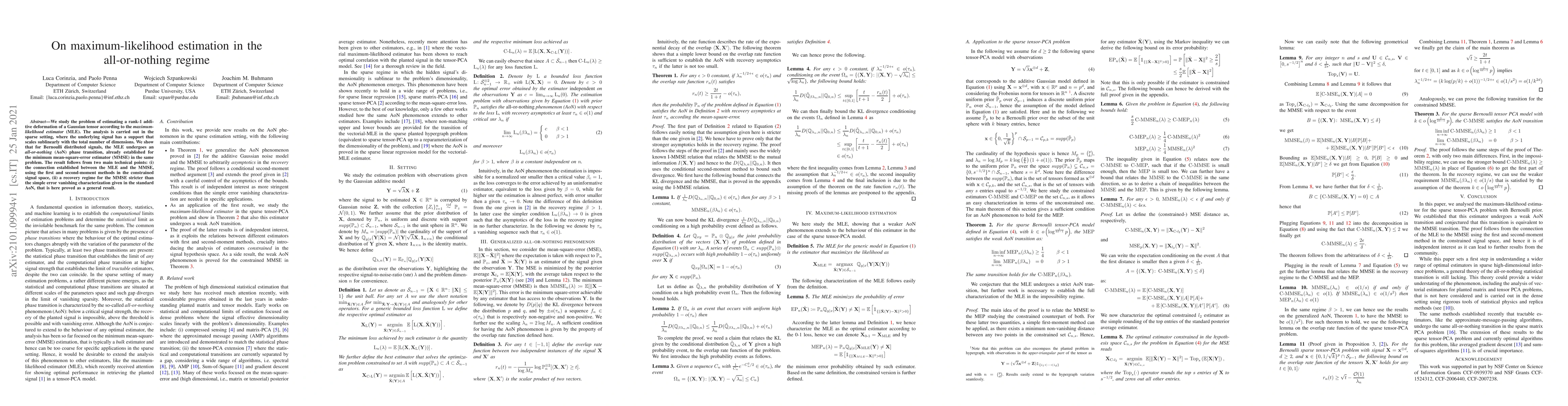 Thumbnail for On maximum-likelihood estimation in the all-or-nothing regime