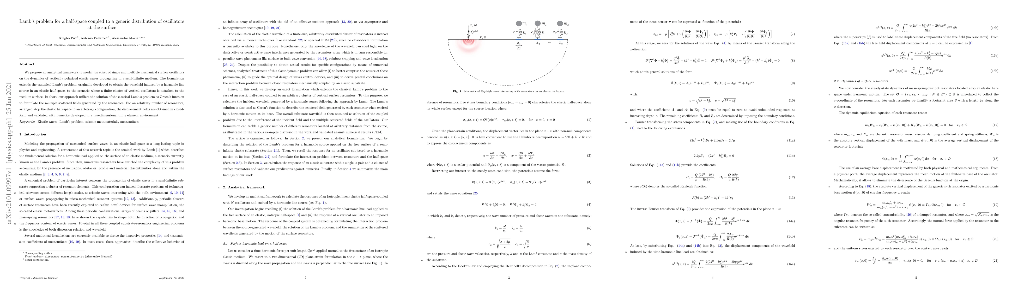 Thumbnail for Lamb's problem for a half-space coupled to a generic distribution of
  oscillators at the surface
