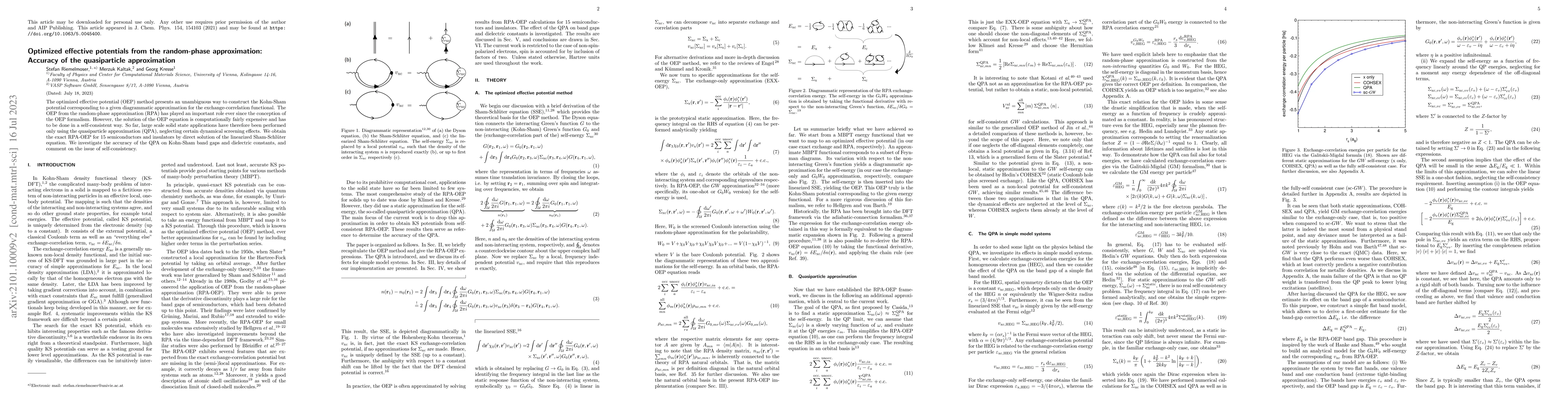 Thumbnail for Optimized effective potentials from the random-phase approximation:
  Accuracy of the quasiparticle approximation