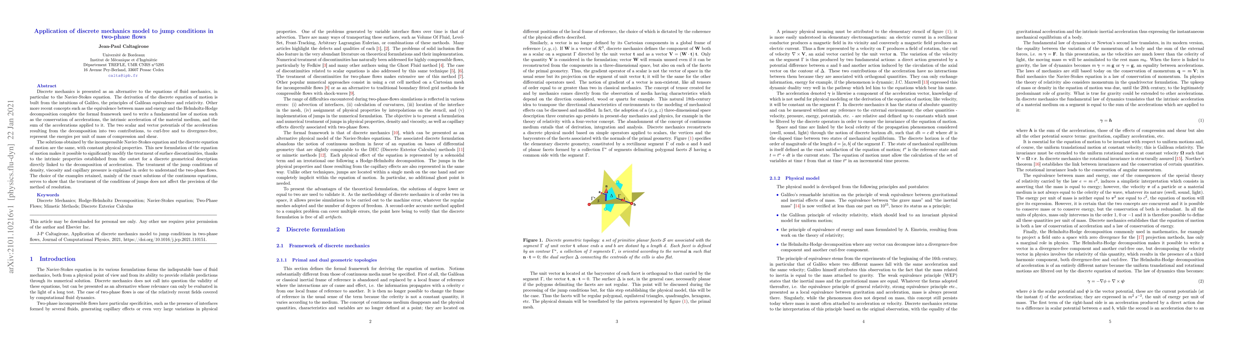 Thumbnail for Application of discrete mechanics model to jump conditions in two-phase
  flows