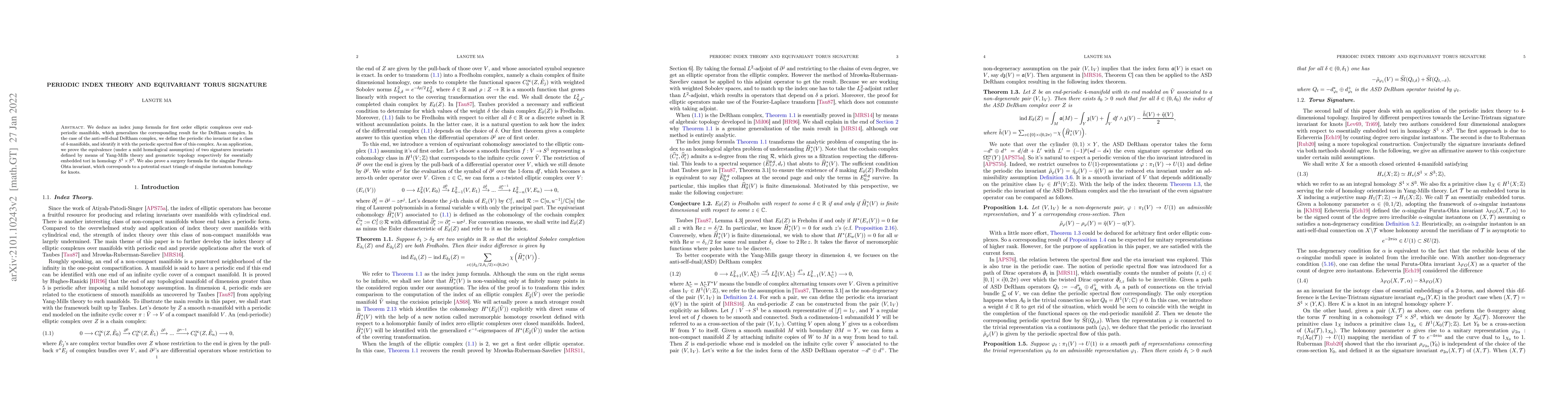 Thumbnail for Periodic Index Theory and Equivariant Torus Signature