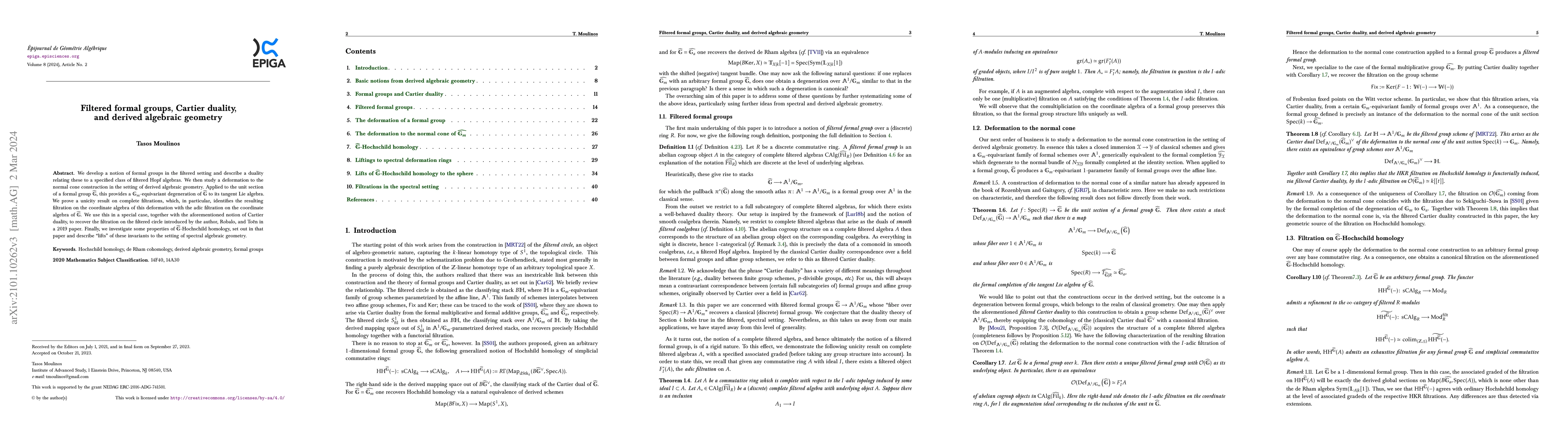 Thumbnail for Filtered formal groups, Cartier duality, and derived algebraic geometry
