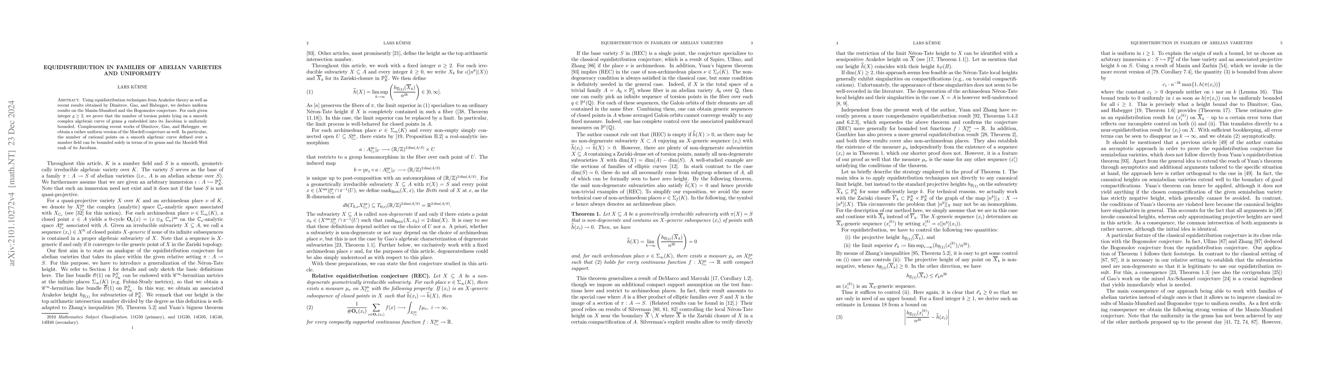 Thumbnail for Equidistribution in Families of Abelian Varieties and Uniformity