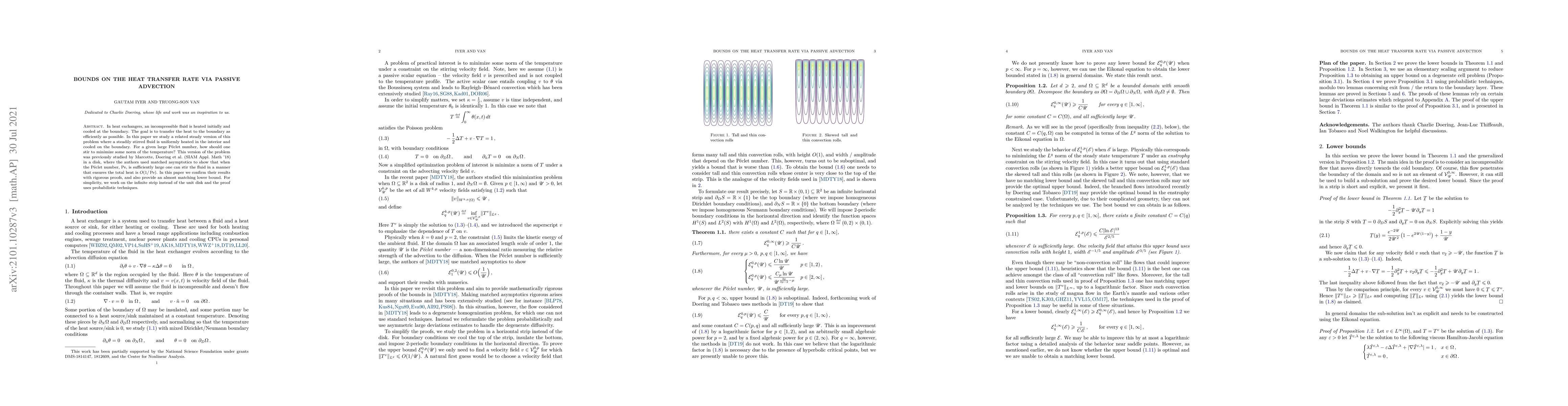 Thumbnail for Bounds on the heat transfer rate via passive advection