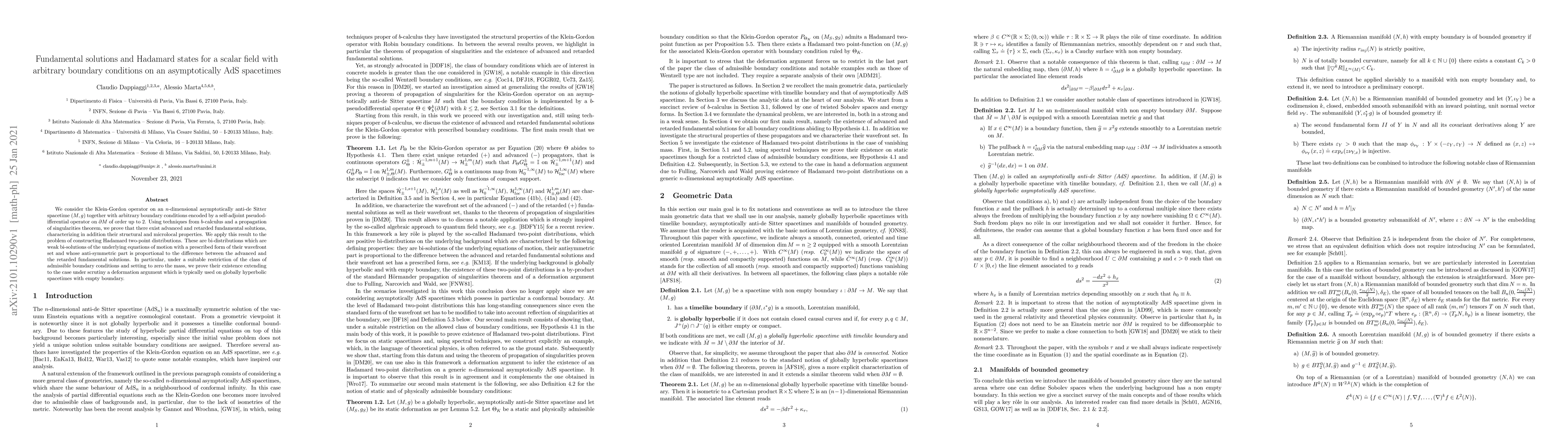 Thumbnail for Fundamental solutions and Hadamard states for a scalar field with
  arbitrary boundary conditions on an asymptotically AdS spacetimes