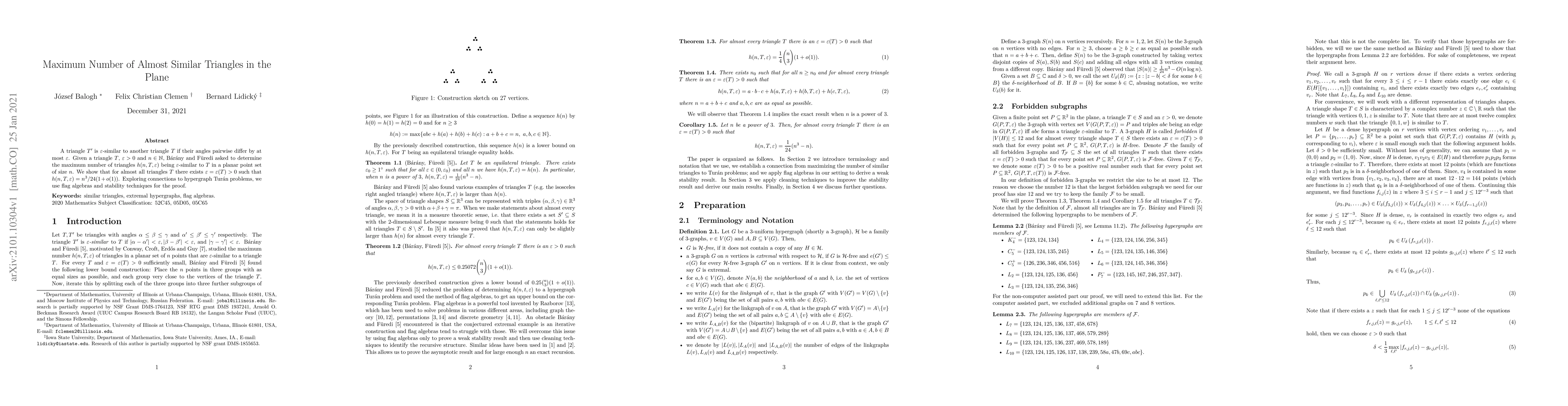 Thumbnail for Maximum Number of Almost Similar Triangles in the Plane