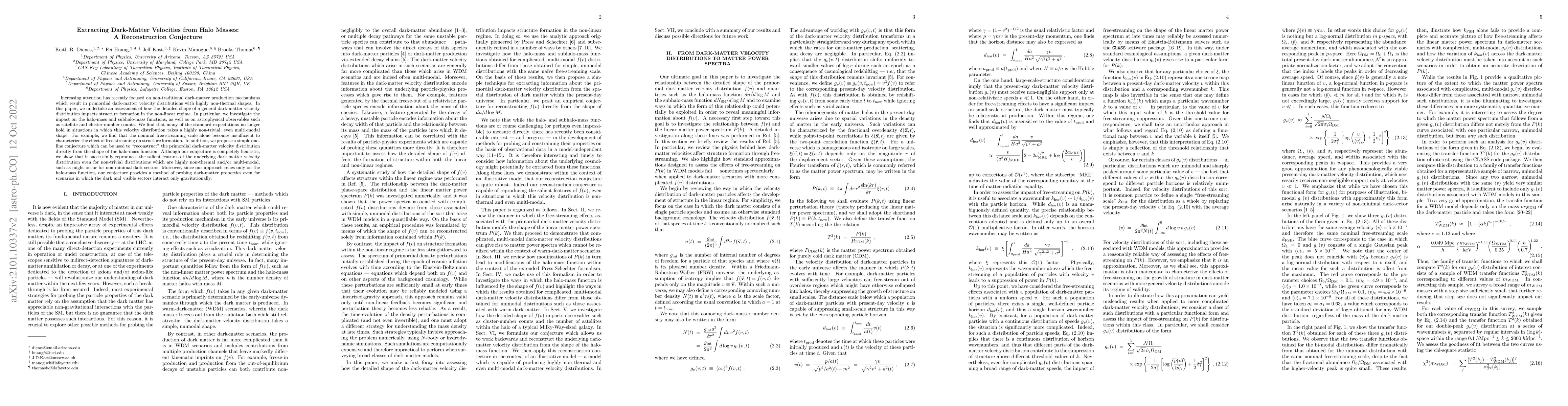 Thumbnail for Extracting Dark-Matter Velocities from Halo Masses: A Reconstruction
  Conjecture