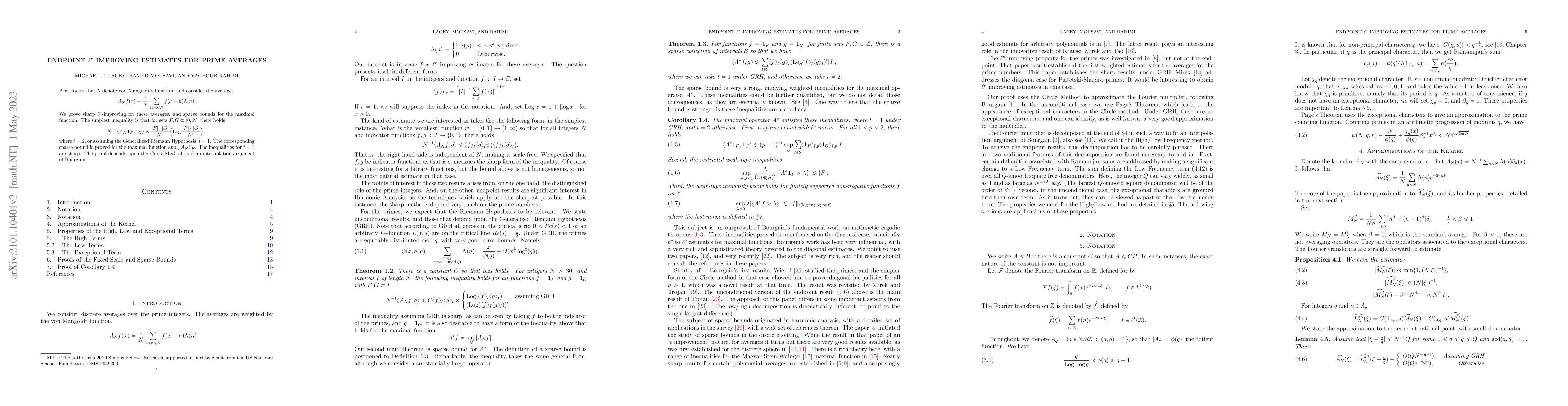 Thumbnail for Endpoint $ \ell ^{r}$ improving estimates for Prime averages