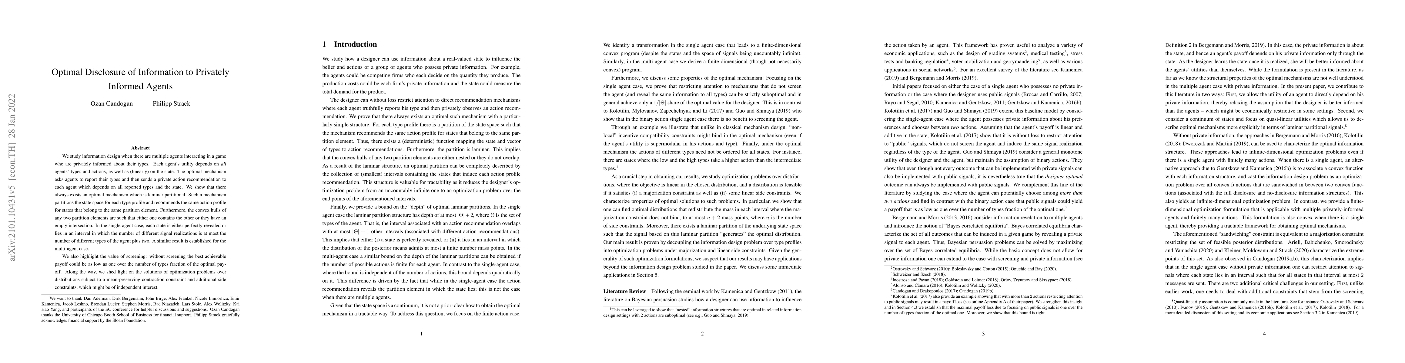 Thumbnail for Optimal Disclosure of Information to a Privately Informed Receiver