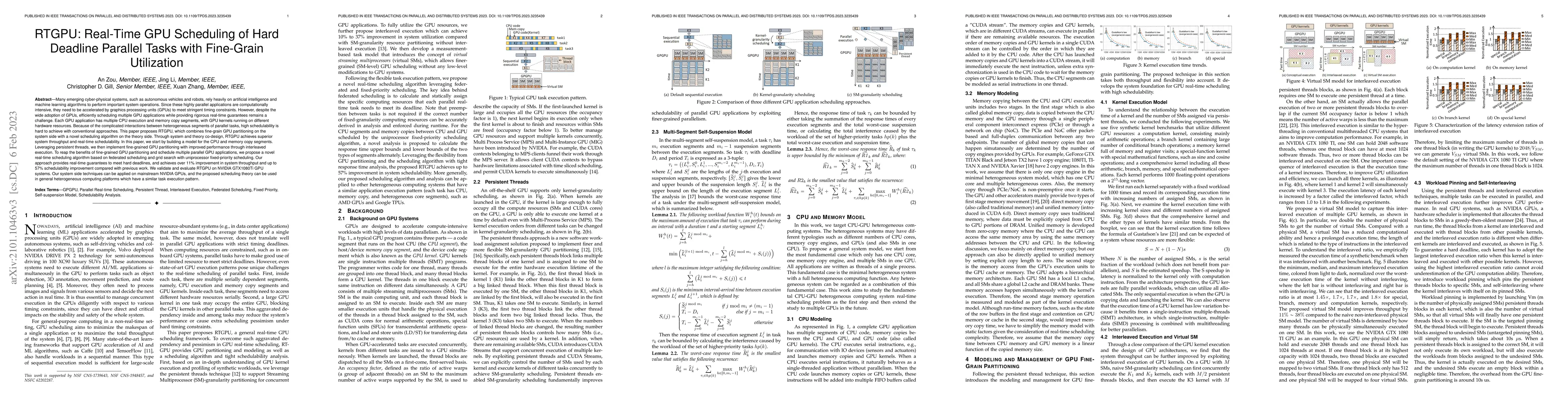 Thumbnail for RTGPU: Real-Time GPU Scheduling of Hard Deadline Parallel Tasks with
  Fine-Grain Utilization