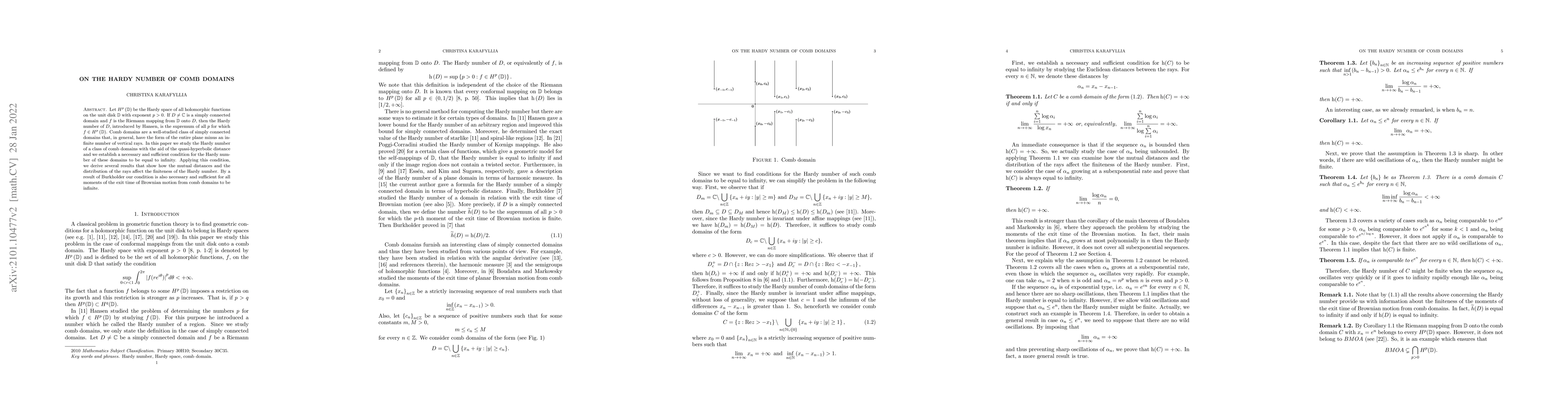 Thumbnail for On the Hardy number of comb domains