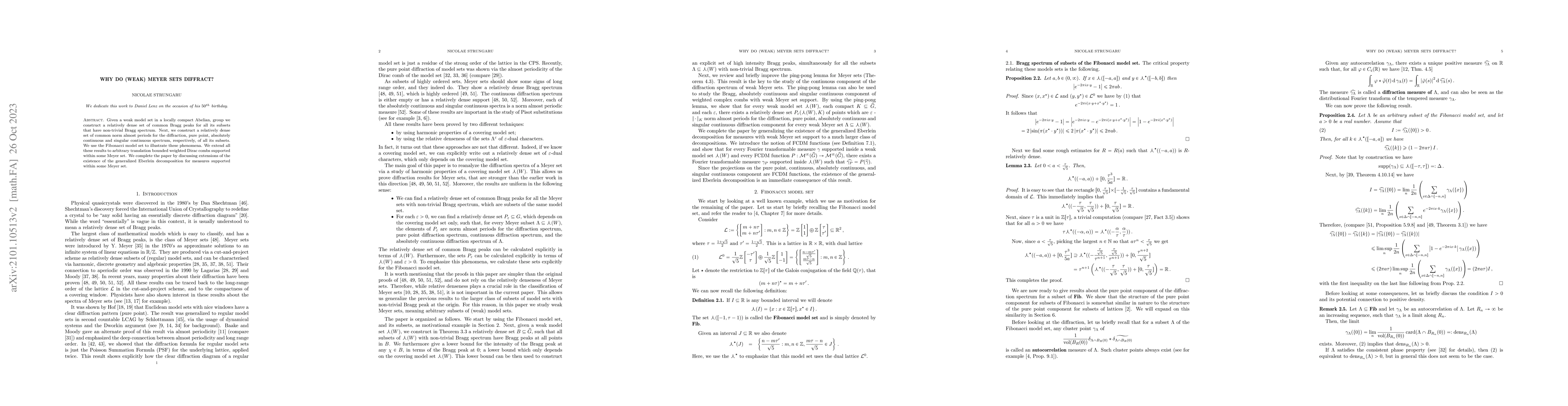 Thumbnail for Why do Meyer sets diffract?