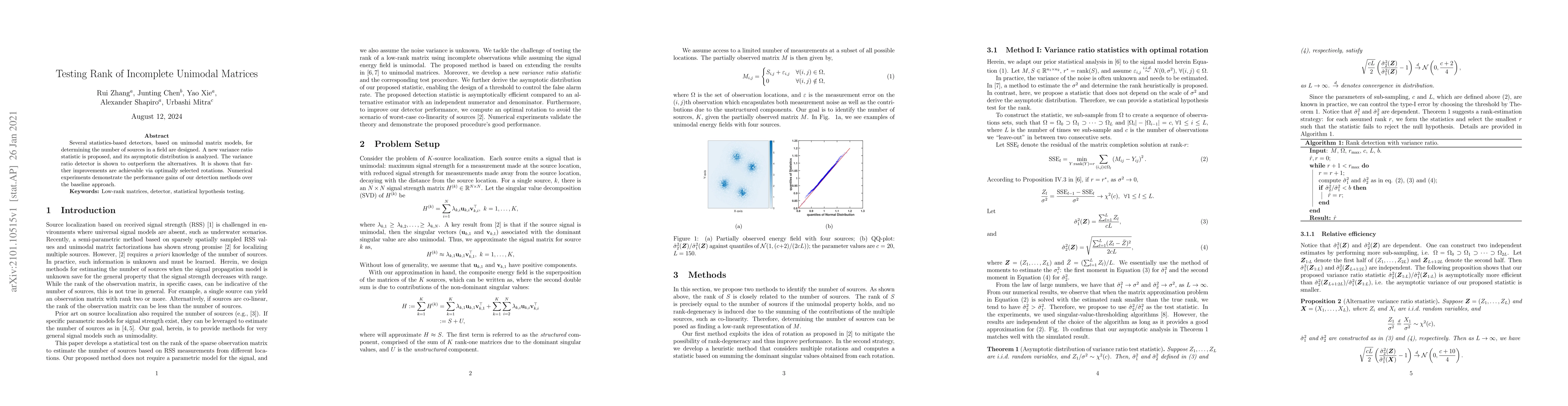 Thumbnail for Testing Rank of Incomplete Unimodal Matrices