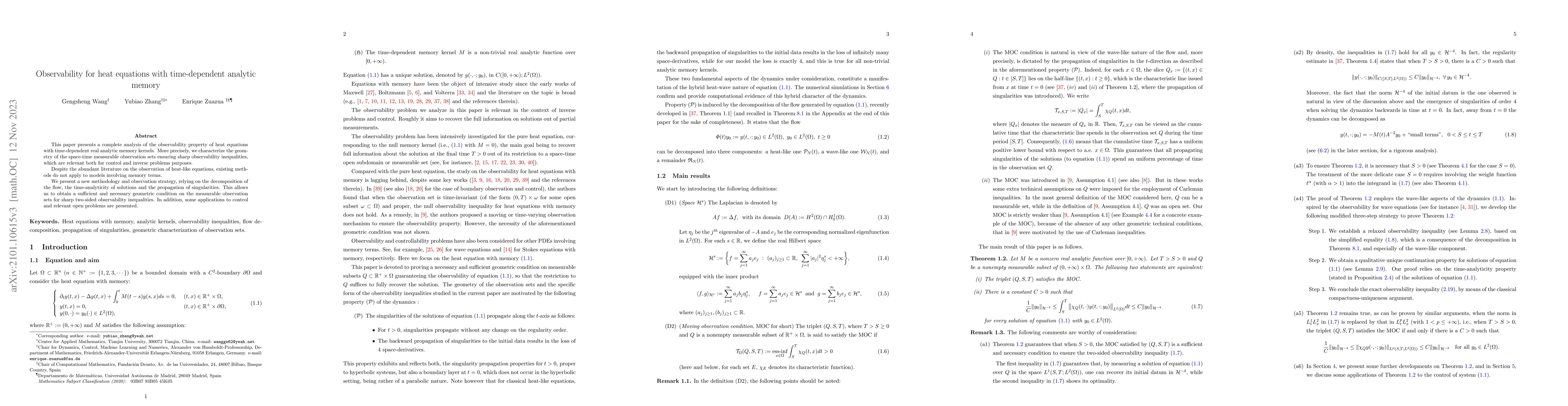 Thumbnail for Observability for heat equations with time-dependent analytic memory