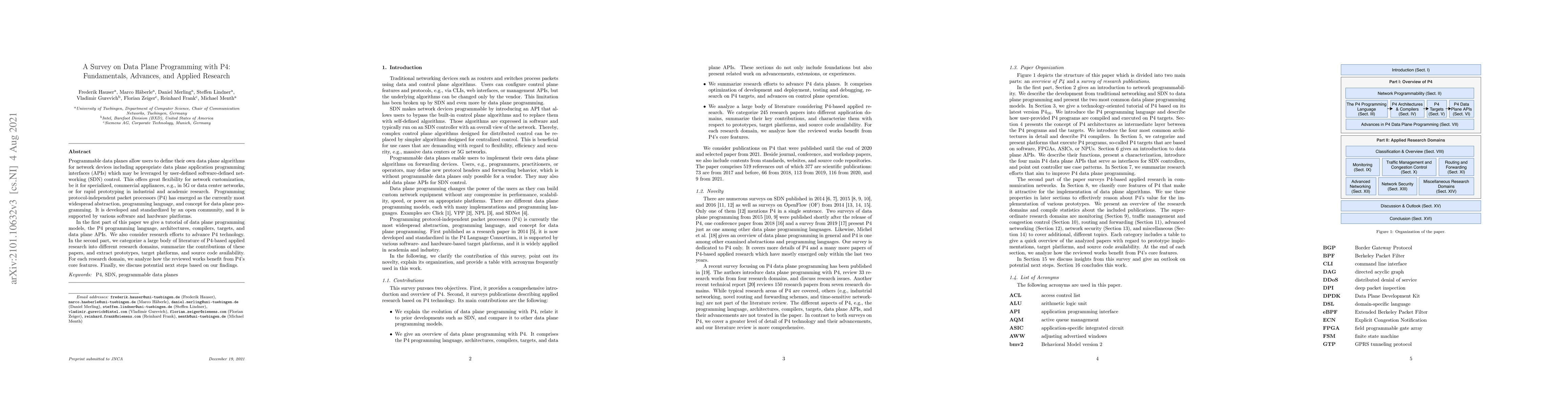 Thumbnail for A Survey on Data Plane Programming with P4: Fundamentals, Advances, and
  Applied Research