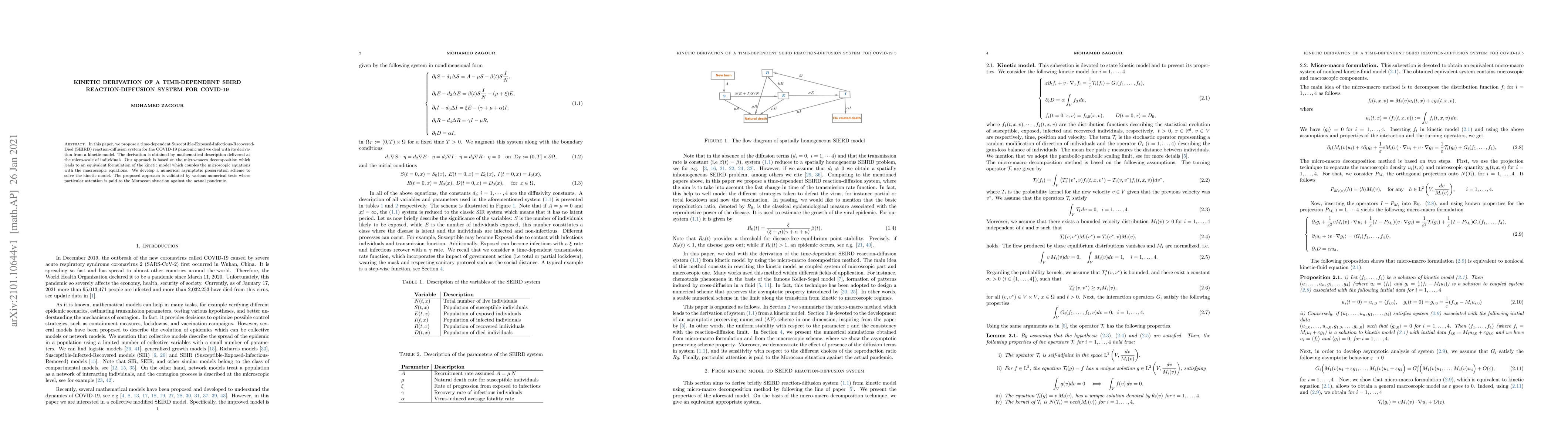 Thumbnail for Kinetic derivation of a time-dependent SEIRD reaction-diffusion system
  for COVID-19