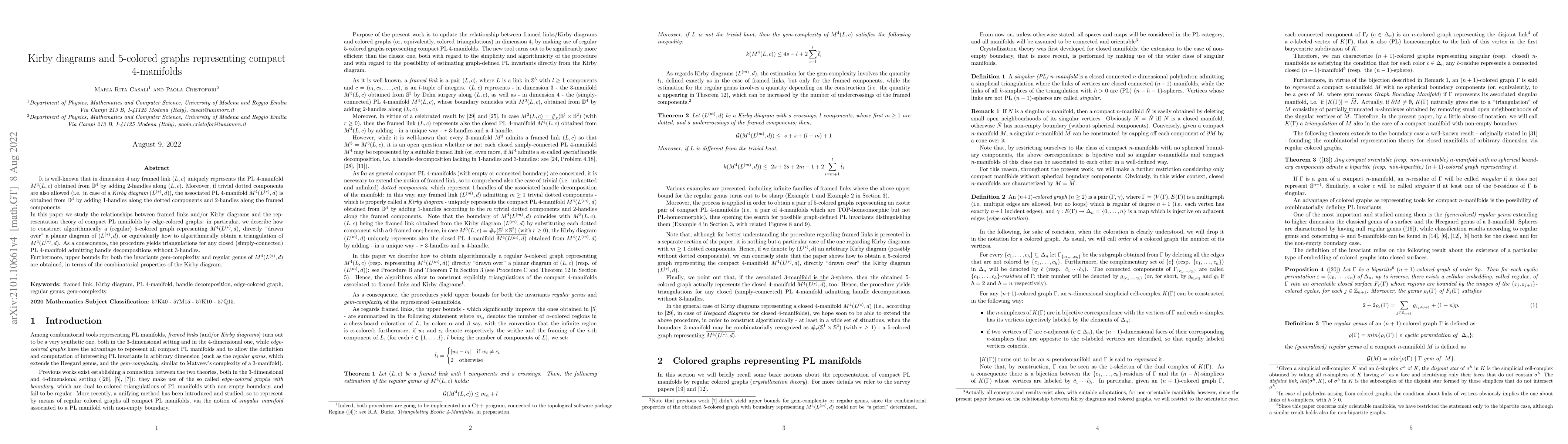 Thumbnail for Kirby diagrams and 5-colored graphs representing compact 4-manifolds