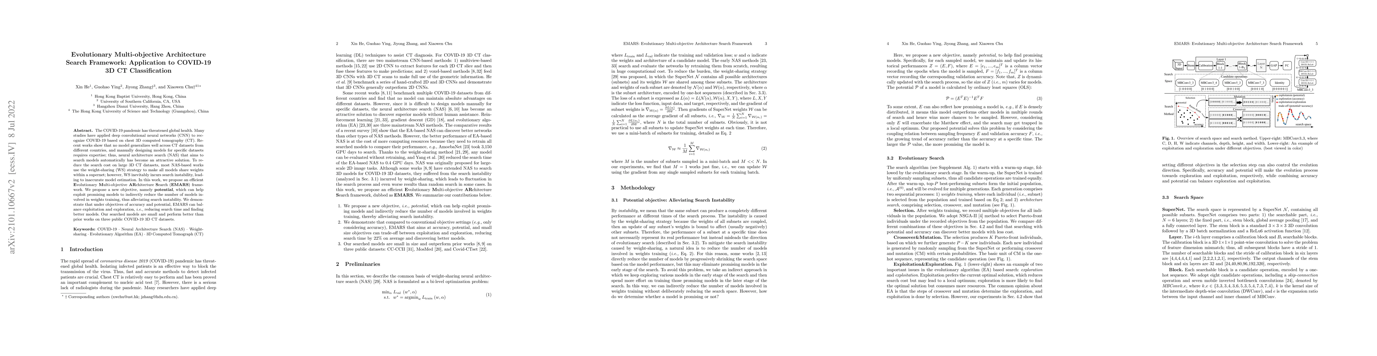 Thumbnail for Evolutionary Multi-objective Architecture Search Framework: Application
  to COVID-19 3D CT Classification