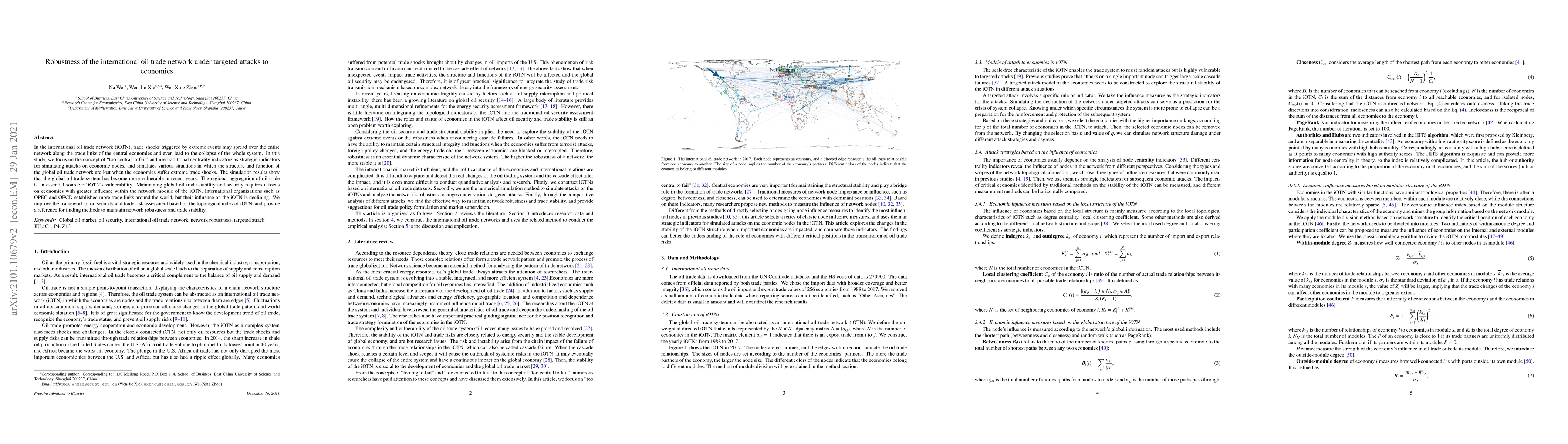 Thumbnail for Robustness of the international oil trade network under targeted attacks
  to economies