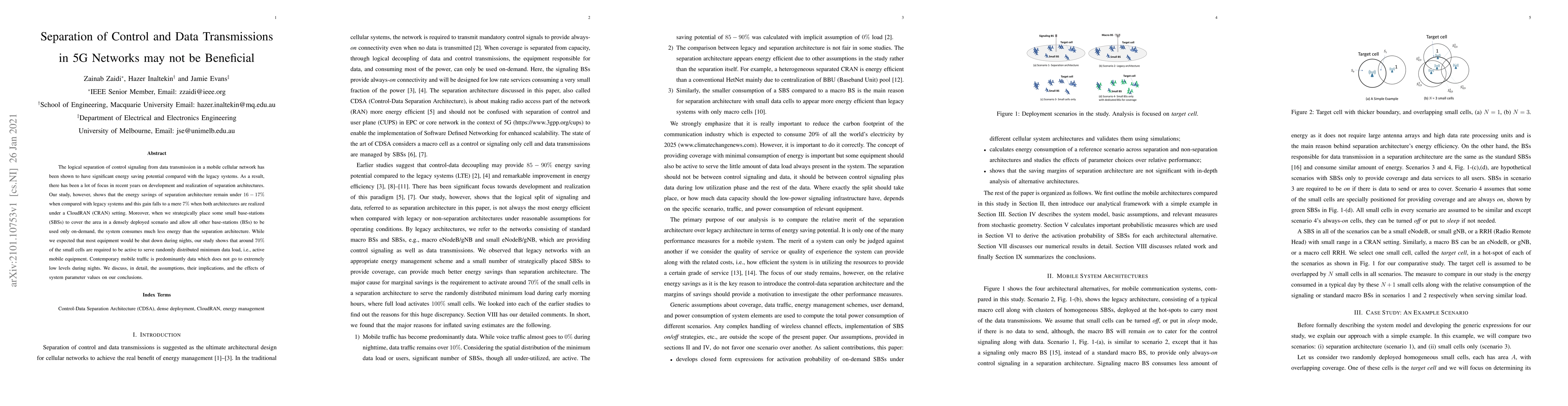 Thumbnail for Separation of Control and Data Transmissions in 5G Networks may not be
  Beneficial