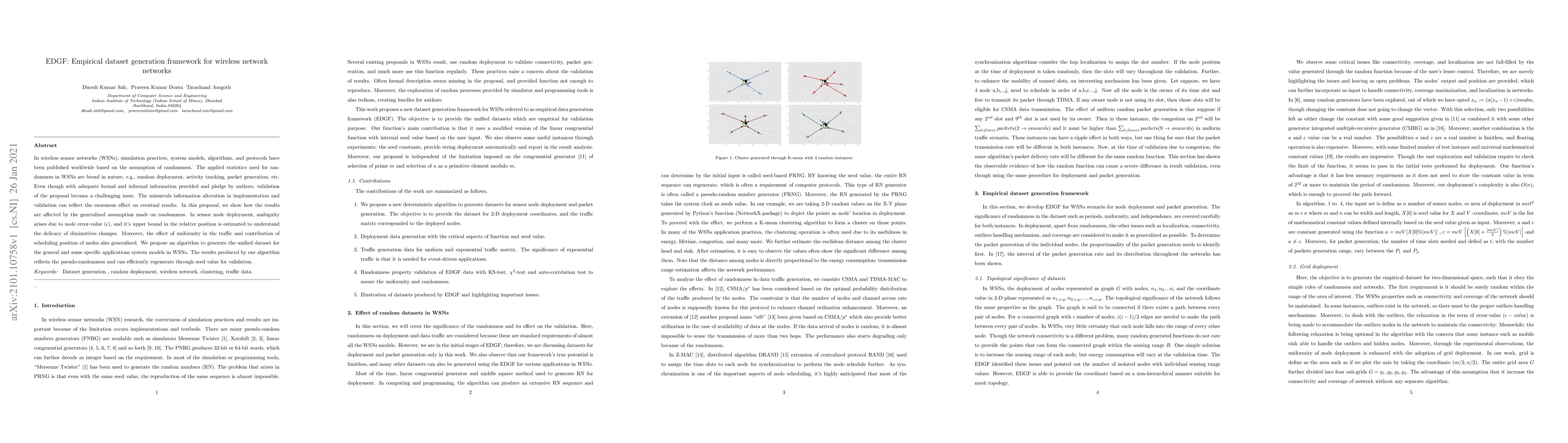 Thumbnail for EDGF: Empirical dataset generation framework for wireless network
  networks