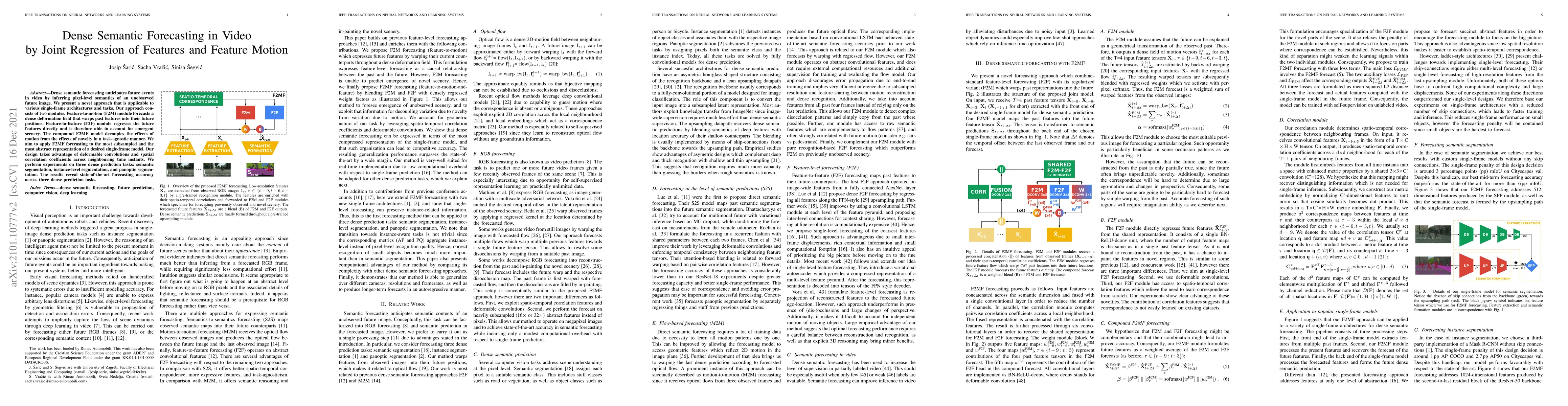 Thumbnail for Dense Semantic Forecasting in Video by Joint Regression of Features and
  Feature Motion