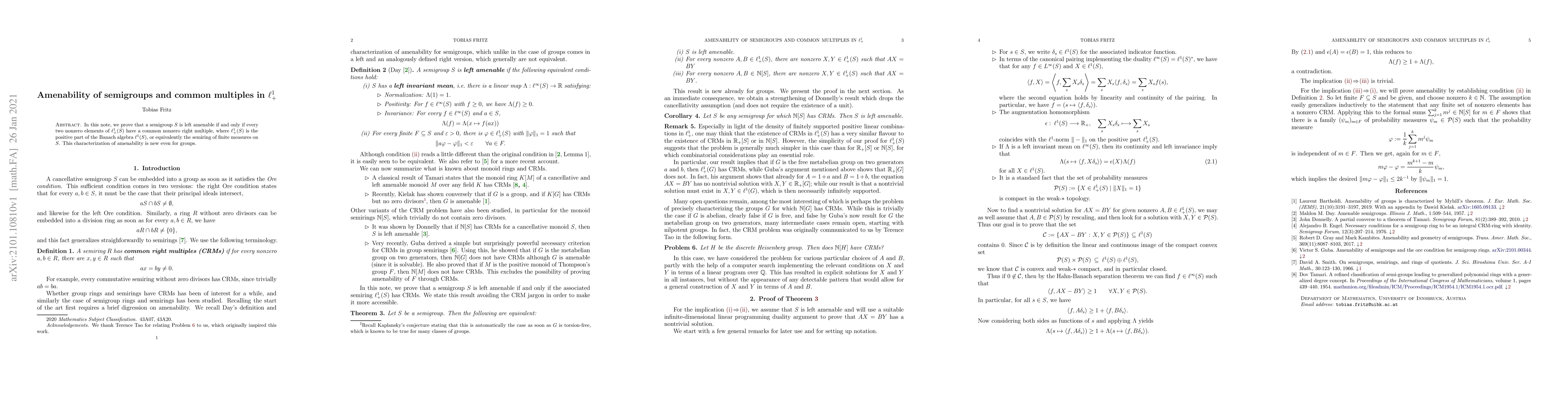 Thumbnail for Amenability of semigroups and common multiples in $\ell^1_+$