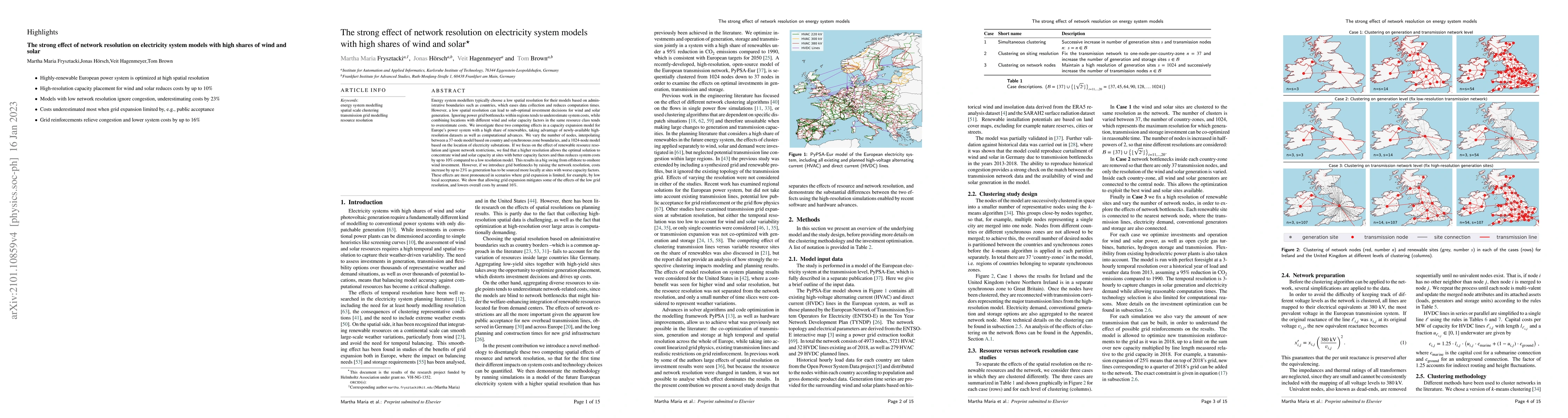 Thumbnail for The strong effect of network resolution on electricity system models
  with high shares of wind and solar