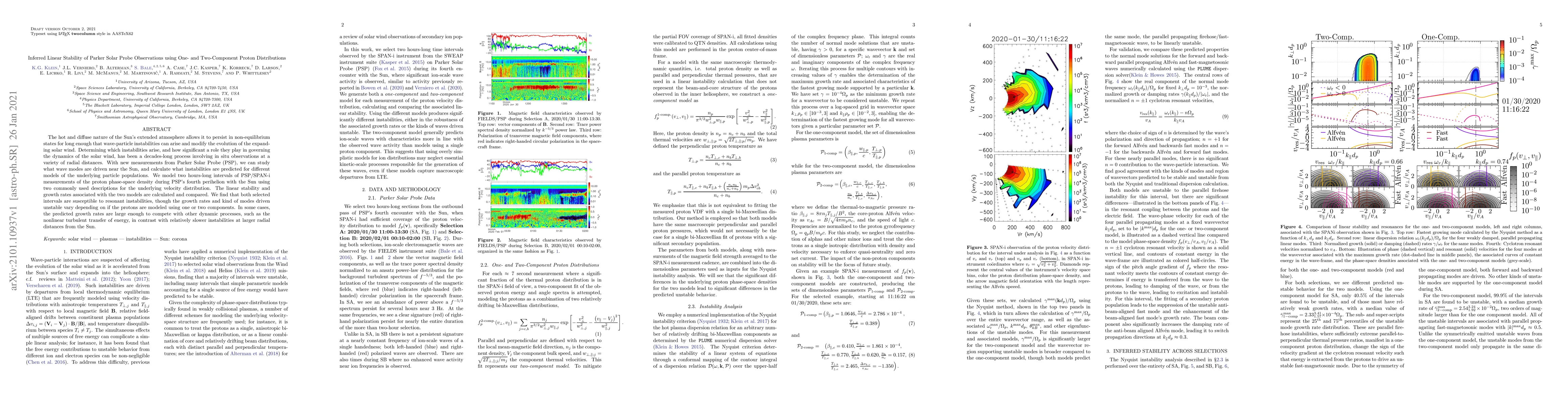 Thumbnail for Inferred Linear Stability of Parker Solar Probe Observations using One-
  and Two-Component Proton Distributions
