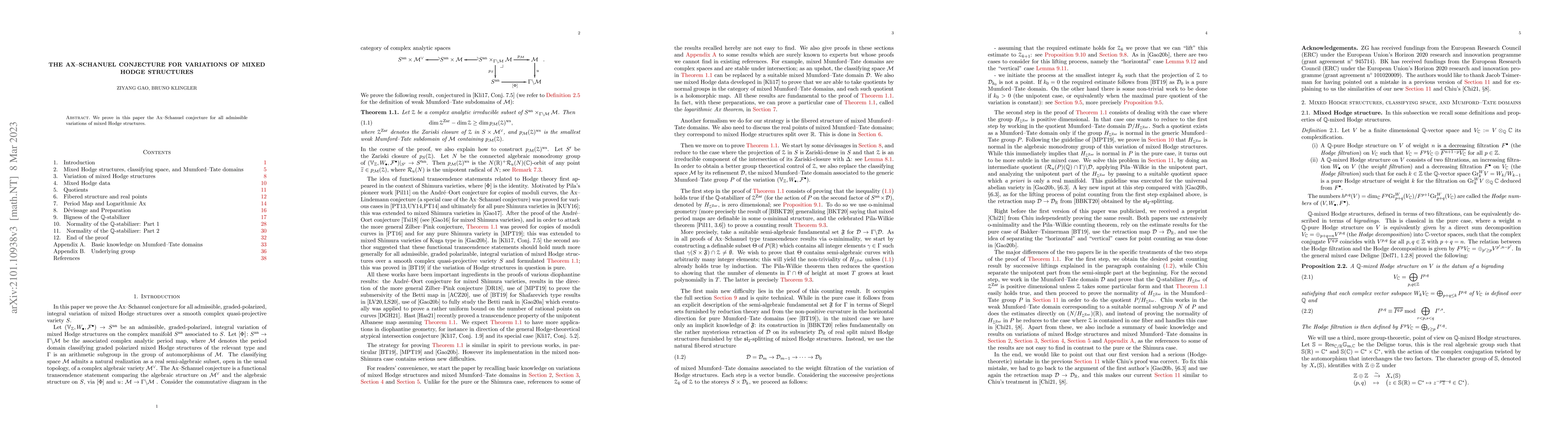 Thumbnail for The Ax-Schanuel conjecture for variations of mixed Hodge structures