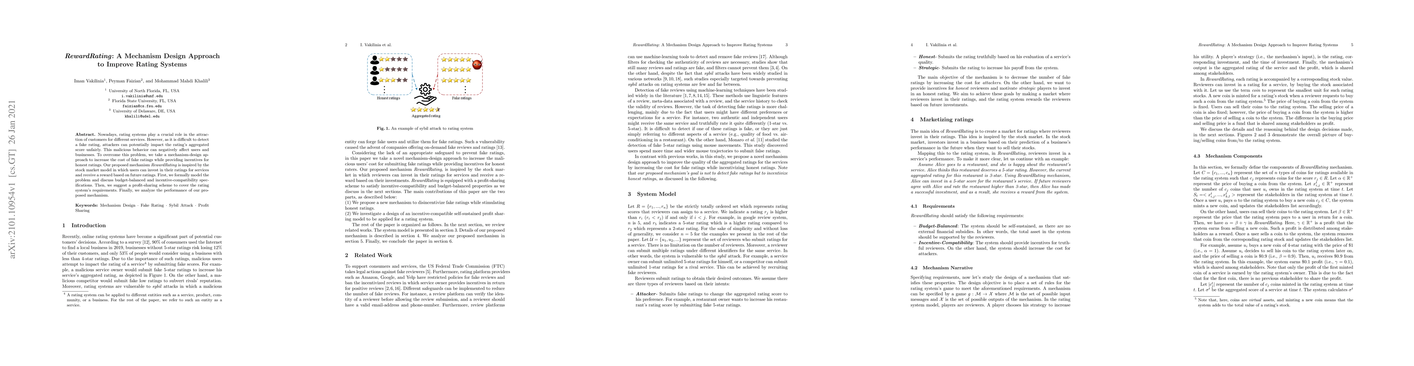 Thumbnail for RewardRating: A Mechanism Design Approach to Improve Rating Systems